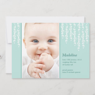 Whimsical Vines Birth Announcement Minze Card Ankündigung