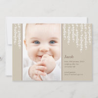 Whimsical Vines Birth Announction Ecru Card