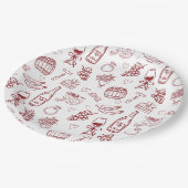 Whimsical Vino Before Vows Burgundy Bridal Shower Pappteller (Schrägansicht)