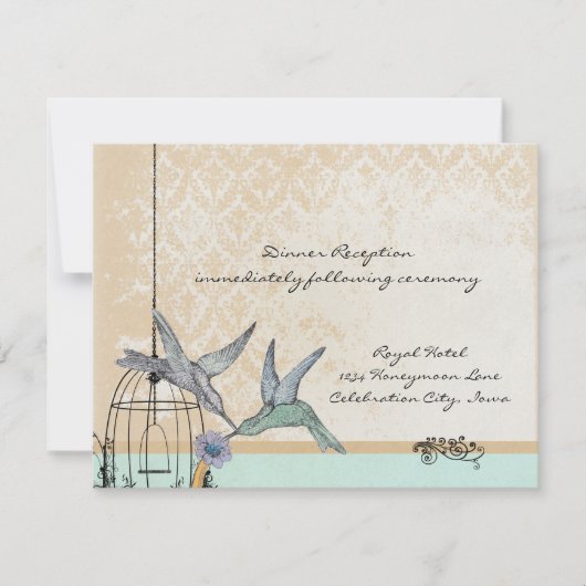 Whimsical Vintag Bird Cage Wedding Card Einladung (Vorderseite)