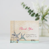 Whimsical Vintag Bird Cage Wedding Danke Karte (Stehend Vorderseite)