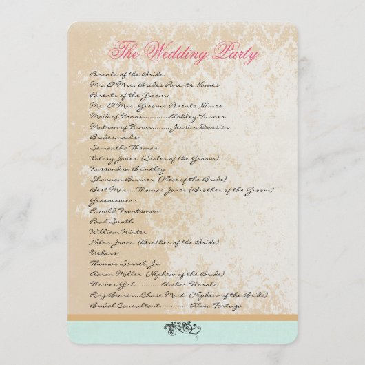 Whimsical Vintag Bird Cage Wedding Programm (Rückseite)