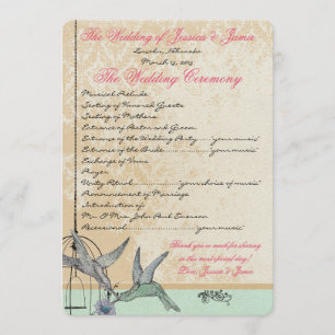 Whimsical Vintag Bird Cage Wedding Programm