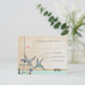 Whimsical Vintag Bird Cage Wedding RSVP Karte (Stehend Vorderseite)