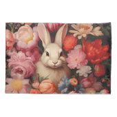 Whimsical Vintag Bunny Spring blüht Kissenbezug (Rückseite)