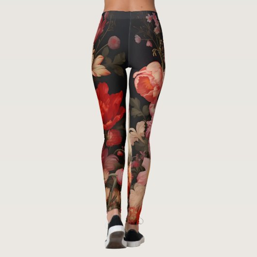 Whimsical Vintag Bunny Spring blüht Leggings (Rückseite)