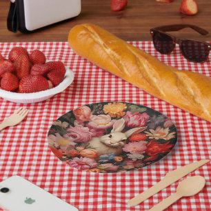 Whimsical Vintag Bunny Spring blüht Pappteller