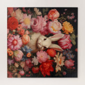 Whimsical Vintag Bunny Spring blüht Puzzle (Horizontal)