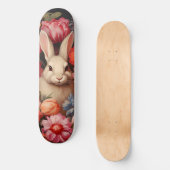 Whimsical Vintag Bunny Spring blüht Skateboard (Vorderseite)
