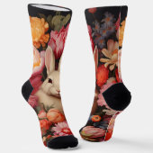 Whimsical Vintag Bunny Spring blüht Socken (Gewinkelt)