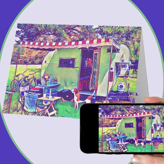 Whimsical Vintag Camper Trailer Happy Retirement Karte