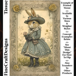 Whimsical Vintag Dosenkaninchen, Blume CL1 Decoupa Seidenpapier