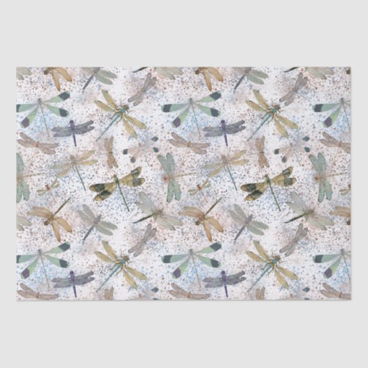 Whimsical Vintag Dragonflies Imitate Glitzer Patte Seidenpapier (Vorderseite)