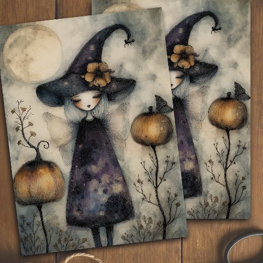 Whimsical Vintag Dreamy Hexe Halloween Dekoupage Seidenpapier