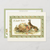 Whimsical Vintag East Bunnies & Daisies Postkarte (Vorne/Hinten)