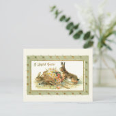 Whimsical Vintag East Bunnies & Daisies Postkarte (Stehend Vorderseite)