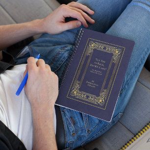 Whimsical Vintag Elegante Gold & Blue Book Cover Planer