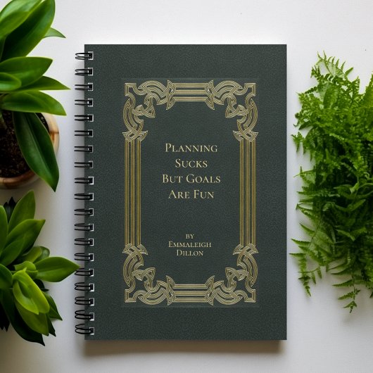 Whimsical Vintag Elegante Olive Green Book Cover Planer