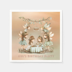 Whimsical Vintag Fairies Girl Birthday Party Serviette