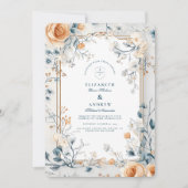 Whimsical Vintag Floral Fern Wedding Einladung (Vorderseite)