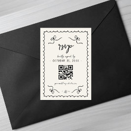 Whimsical Vintag French Wedding QR Code RSVP Card Karte