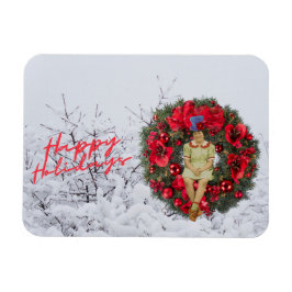 Whimsical Vintag Girl Weihnachtsfeiertag Magnet