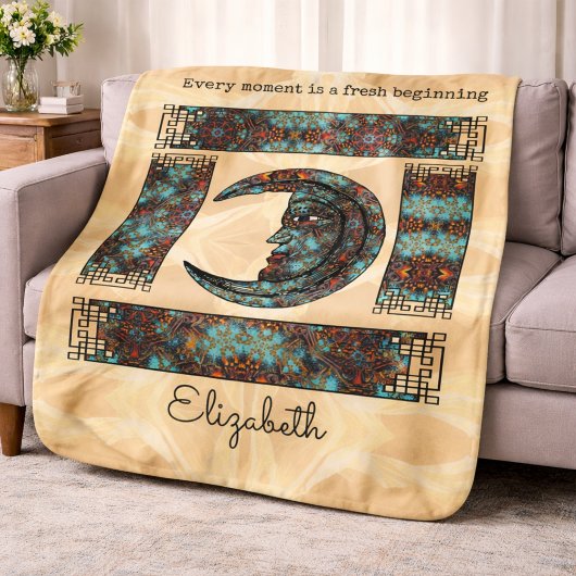 Whimsical Vintag Graphics mit Moon Portrait Sherpadecke