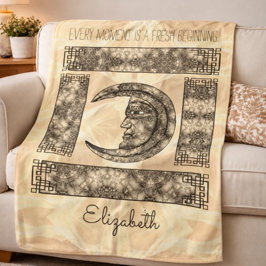 Whimsical Vintag Graphics mit Moon Portrait Sherpadecke