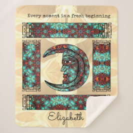 Whimsical Vintag Graphics mit Moon Portrait Sherpadecke