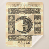 Whimsical Vintag Graphics mit Moon Portrait Sherpadecke (Vorderseite)