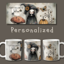 Whimsical Vintag Halloween Hexe, Personalisiert