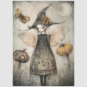 Whimsical Vintag Hexe und Pumpkins Dekoupage Seidenpapier (Vorderseite)