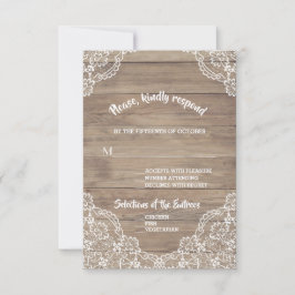 Whimsical Vintag Lace Old Barn Wedding RSVP Karte