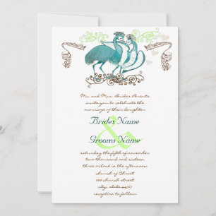 Whimsical Vintag Love Bird Wedding Einladung