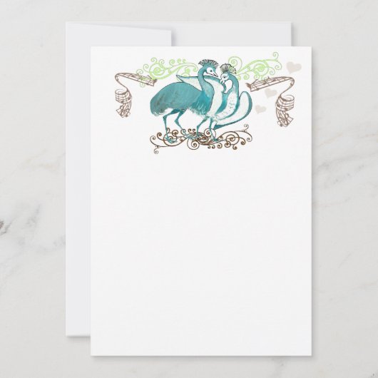 Whimsical Vintag Love Bird Wedding Einladung (Rückseite)