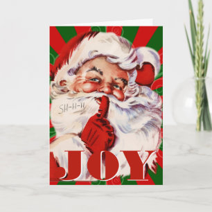 Whimsical Vintag Santa and Joy Custom Christmas Feiertagskarte