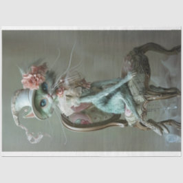 Whimsical Vintag Sophisticated Cat Decoupage Seidenpapier