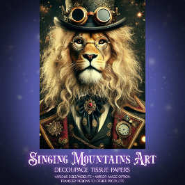 Whimsical Vintag Steampunk Lion Decoupage Seidenpapier