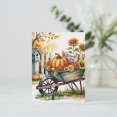 Whimsical Vintag Wheelbarrow, die Herbsternte, Postkarte (Stehend Vorderseite)