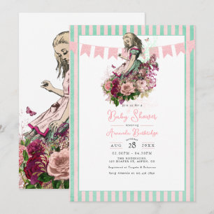 Whimsical Vintage Alice im Wunderland Babyparty Einladung