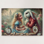 Whimsical Vintage Alice & White Rabbit Wunderland Puzzle (Horizontal)