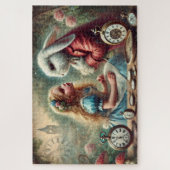 Whimsical Vintage Alice & White Rabbit Wunderland Puzzle (Vertikal)