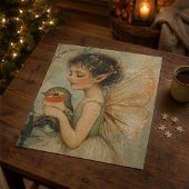 Whimsical Vintage Christmas Fee mit Robin Puzzle
