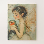 Whimsical Vintage Christmas Fee mit Robin Puzzle (Vertikal)