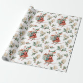 Whimsical Vintage Christmas Mouse Wrapping Paper Geschenkpapier (Ungerollt)