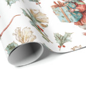 Whimsical Vintage Christmas Mouse Wrapping Paper Geschenkpapier (Rolleneckpunkt)