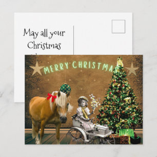 Whimsical Vintage Christmas wünscht Postcard Feiertagspostkarte