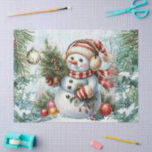 Whimsical Vintage Decoupage Christmas Snowman Seidenpapier (Basteln)