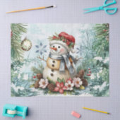 Whimsical Vintage Decoupage Christmas Snowman Seidenpapier (Basteln)