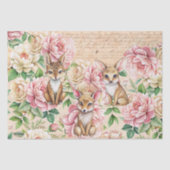 Whimsical Vintage Floral & Animals Decoupage Seidenpapier (Vorderseite)